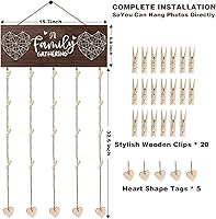 Vista 4 de Marcos de Fotos Collage para Decoración de Pared, Exhibidor Colgante de Fotos de Madera Rústica con Clips - Sostiene 20 Fotos de 4x6 Pulgadas