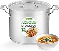 Vista 1 de NutriChef Olla de acero inoxidable de 12 cuartos de galón con tapa de acero inoxidable – Olla grande de grado alimenticio 18/8 resistente