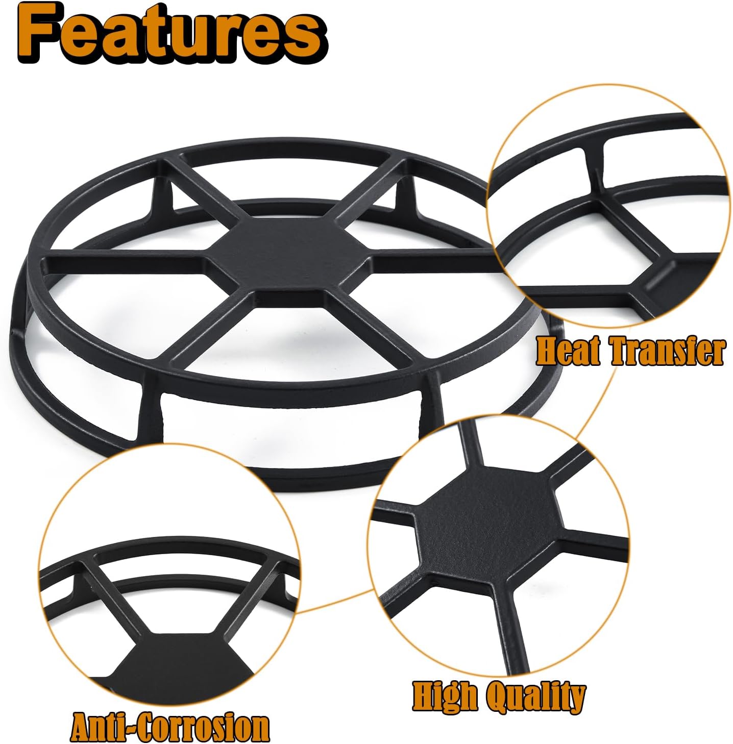 Heat Diffuser for Gas Stove, 9 Inch Cast Iron Stove Top Flame Tamer Simmer Plate Ring Gas Range Burner Heat Reducer Flame Guards Kitchen Electric Cooktop Pot Heat Conduction Spreader Warmer Plate