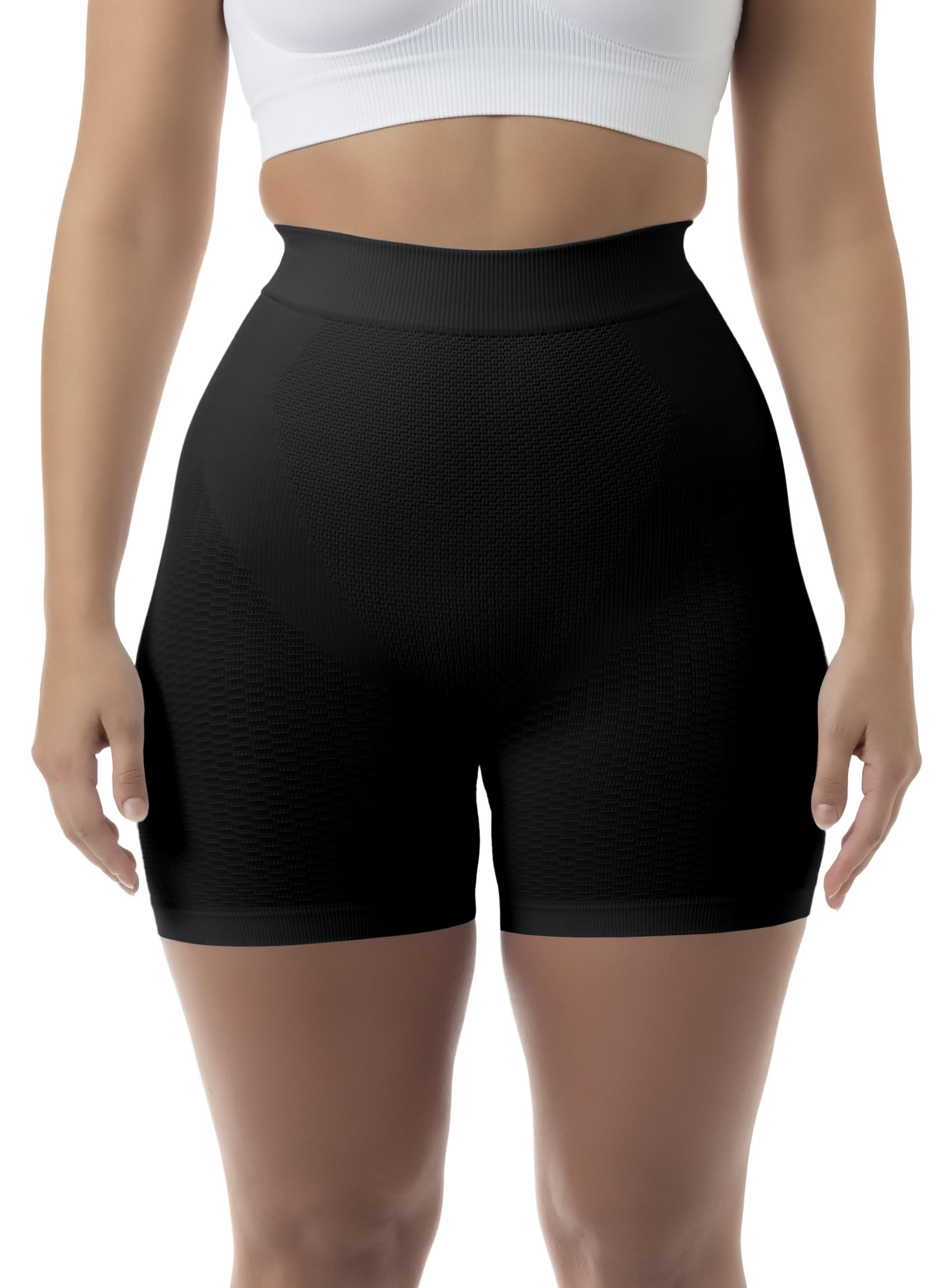 Mid-Thigh Shapewear Shorts Tummy Control, Bum Lift Pants, Anti-Cellulite Massage, Made in Italy, 302