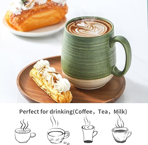 Miniatura 64 de Hasense Juego de 2 tazas de café de 20 onzas, tazas de café de cerámica, taza de té grande con mango cómodo, juego de tazas de café negras