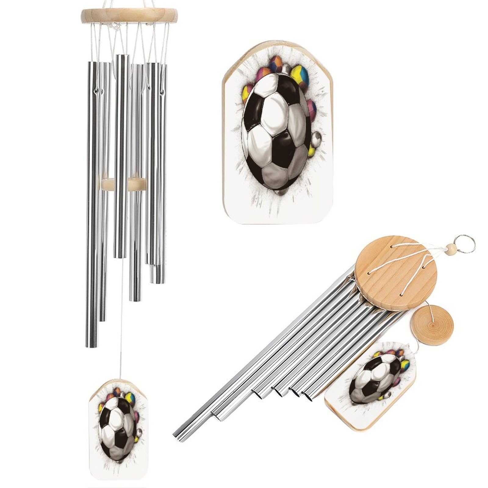 Adfgyerh Style Soccer Drawing Wind Chimes For Outside, Memorial Windchimes Deep Tone Soothing Melodic Tones, Sympathy Wind Chimes For Patio Home Or Garden Decor