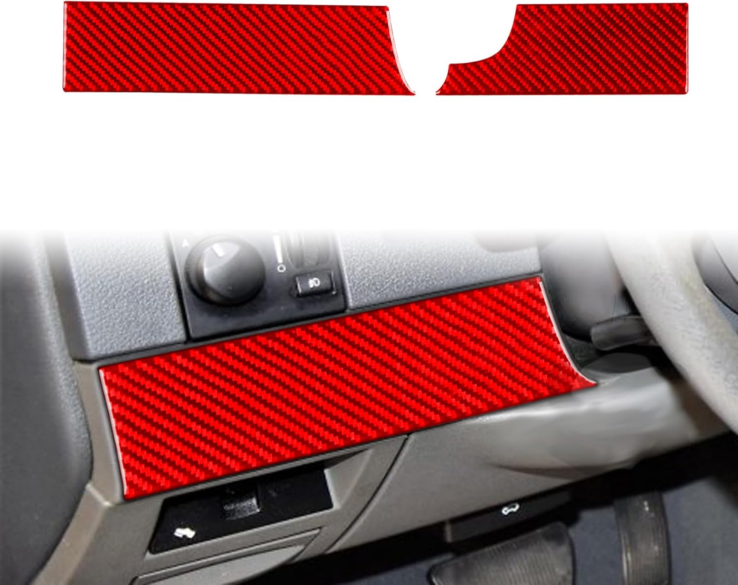 Car Driver-Side Dashboard Decorative Strip 2pcs Decals Red Carbon Fiber Accessories Protections Stickers Compatible with Dodge Durango 2004 2005 2006 2007