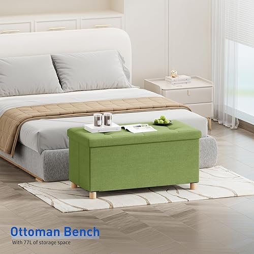 Miniatura 94 de BRIAN & DANY Otomana pequeña con almacenamiento, taburete de pie, cubo de almacenamiento otomano, reposapiés para sofá con patas, color marrón, 15 x