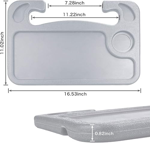 Miniatura 7 de JUSTTOP Escritorio para volante de automóvil, accesorios de viaje para automóvil, bandejas de soporte de automóvil para comer, bandeja de escritorio