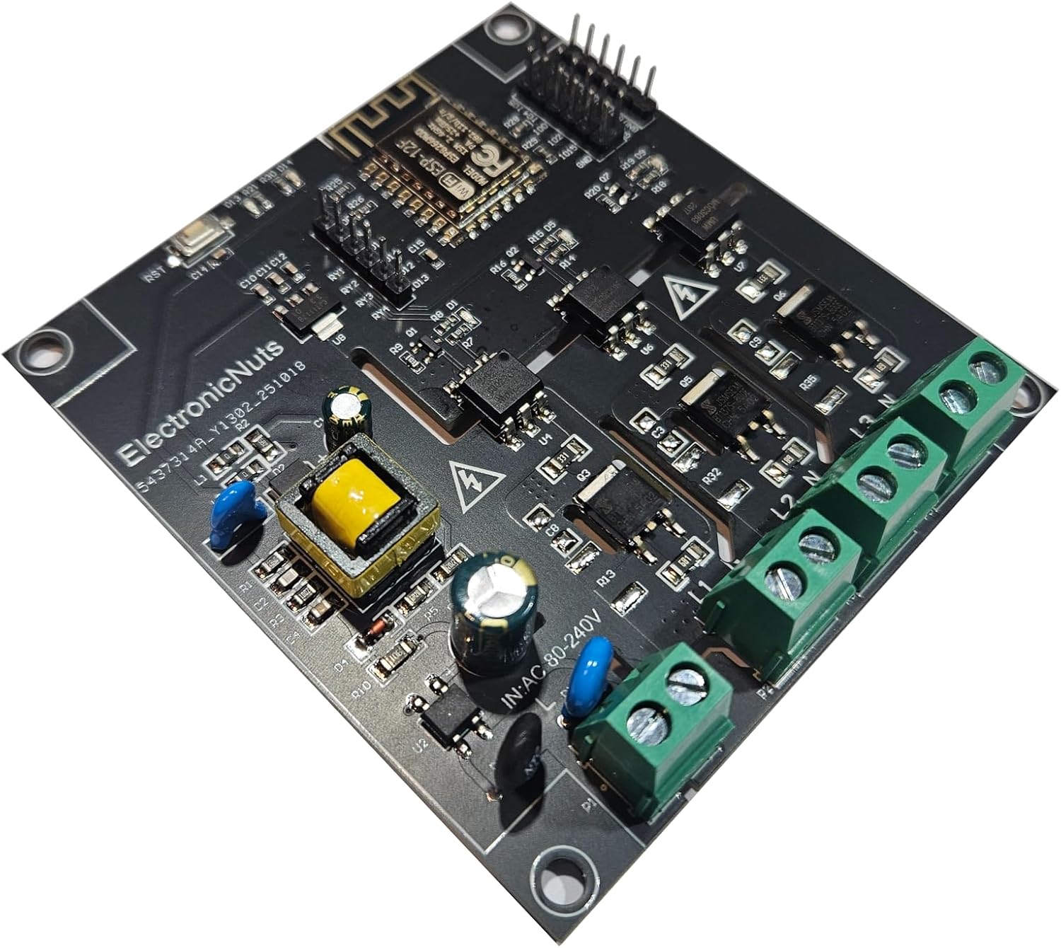 Wi-Fi 3 Channel Light Voltage ON/Off Controller/Sequencer/Chaser Noiseless Quite Controllable by WiFi / ESP8266, Compatible AC Voltage 100V-240V 50/60HZ Output Expandable.