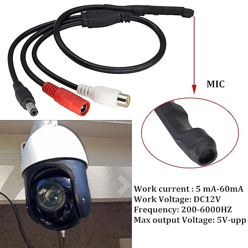 Miniatura 7 de Dispositivo de recogida de vigilancia Micrófono Cable Micrófono Audio CCTV RCA Vigilancia Micrófono DVR Dispositivo de recogida amplificado de alta