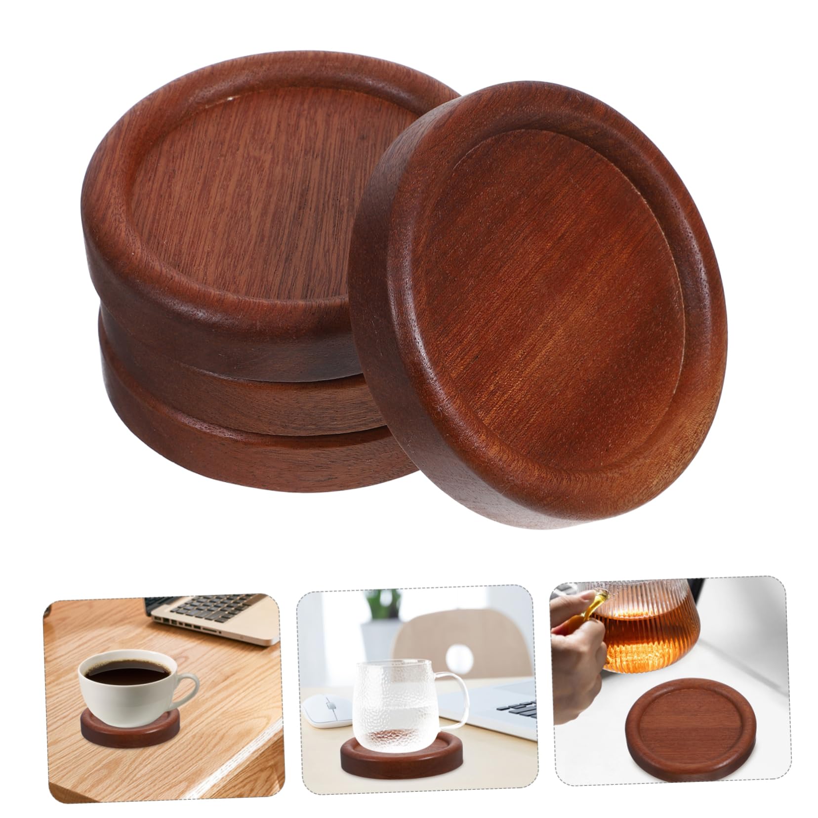 Cabilock 16piezas Posavasos De Madera Natural Aislantes Térmicos para Proteger Mesas y Superficies Antideslizante para Hogar y Oficina
