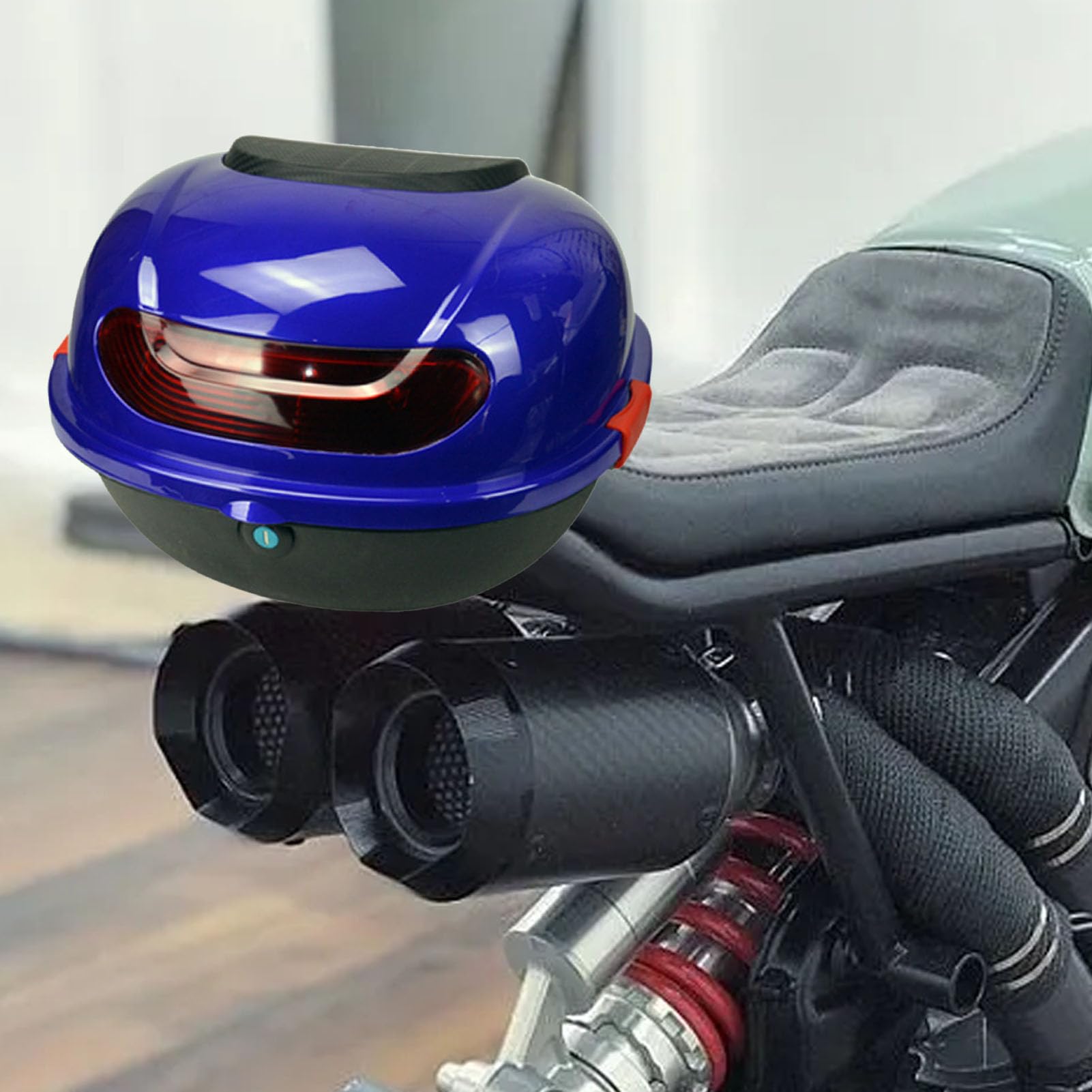 Bagażnik Tylny Motocykla Wodoodporny Kufer Górny z Materiału ABS z dużą przestrzenią do Przechowywania Łatwa Instalacja do Bagażnika Roweru Elektrycznego Uniwersalny Sprzęt (BLUE)