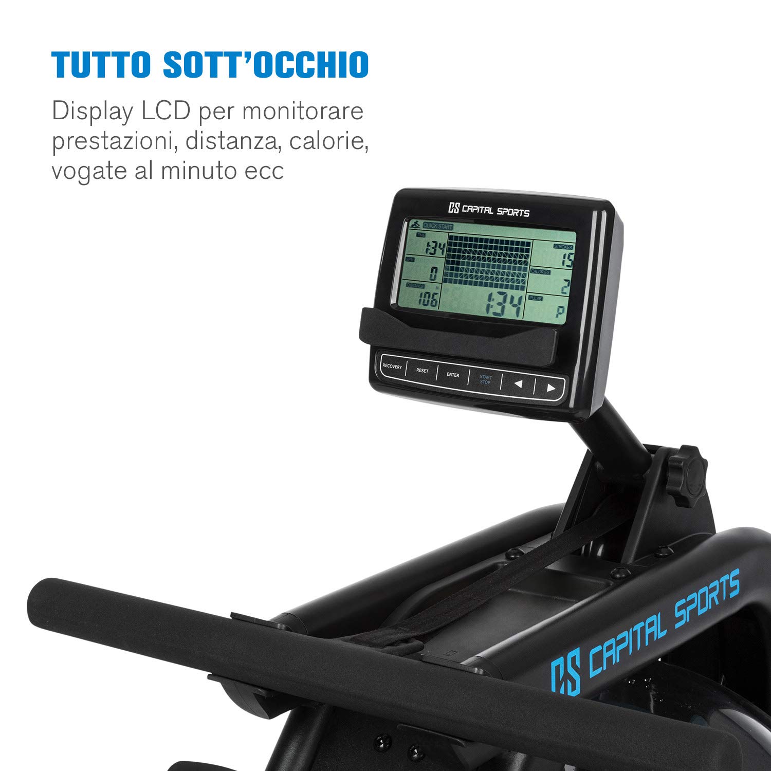 CAPITAL SPORTS Flow M1/M2 - Vogatore ad Acqua, Compatto, Allenamento Uniforme, Protezione delle Articolazioni, 80 cm di Lunghezza, Idroresistenza: 6-8 Livelli, Salvaspazio