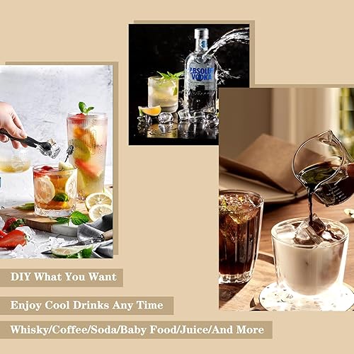 Miniatura 6 de Bandeja para cubitos de hielo con tapa y contenedor, bandejas cuadradas y redondas para congelador, moldes de hielo de fácil liberación y plegable,