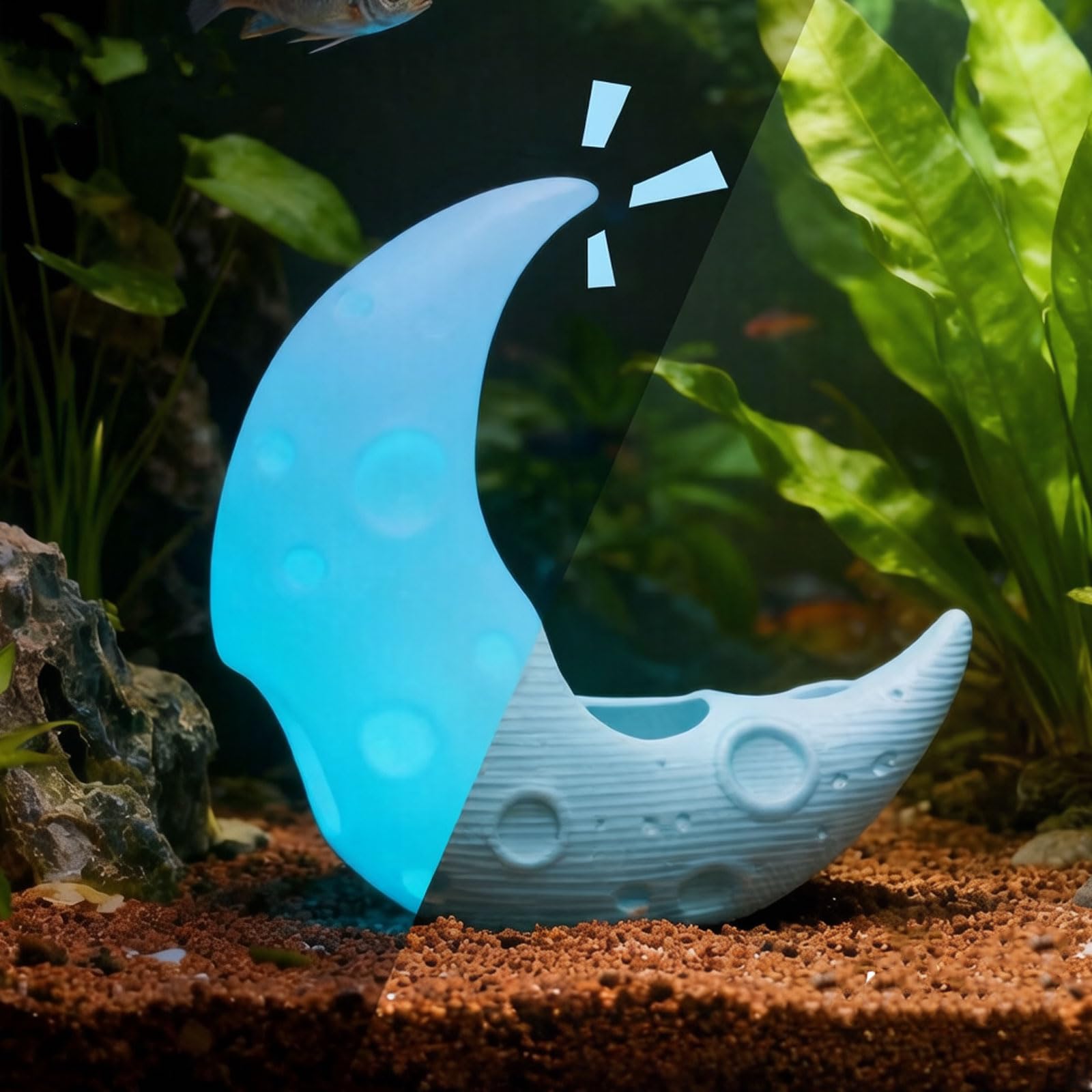 Aquarium-HöHle Nachtleuchtende AquariumhöHle 3D Druck Betta Fisch Versteck Iglu Design Aquarium-Landschaftsdekorationen-All