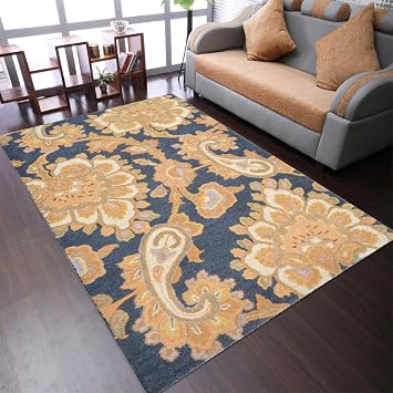 Rugsotic Carpets Hand Tufted Wool 3x5 Area Rug Floral Charcoal K00151