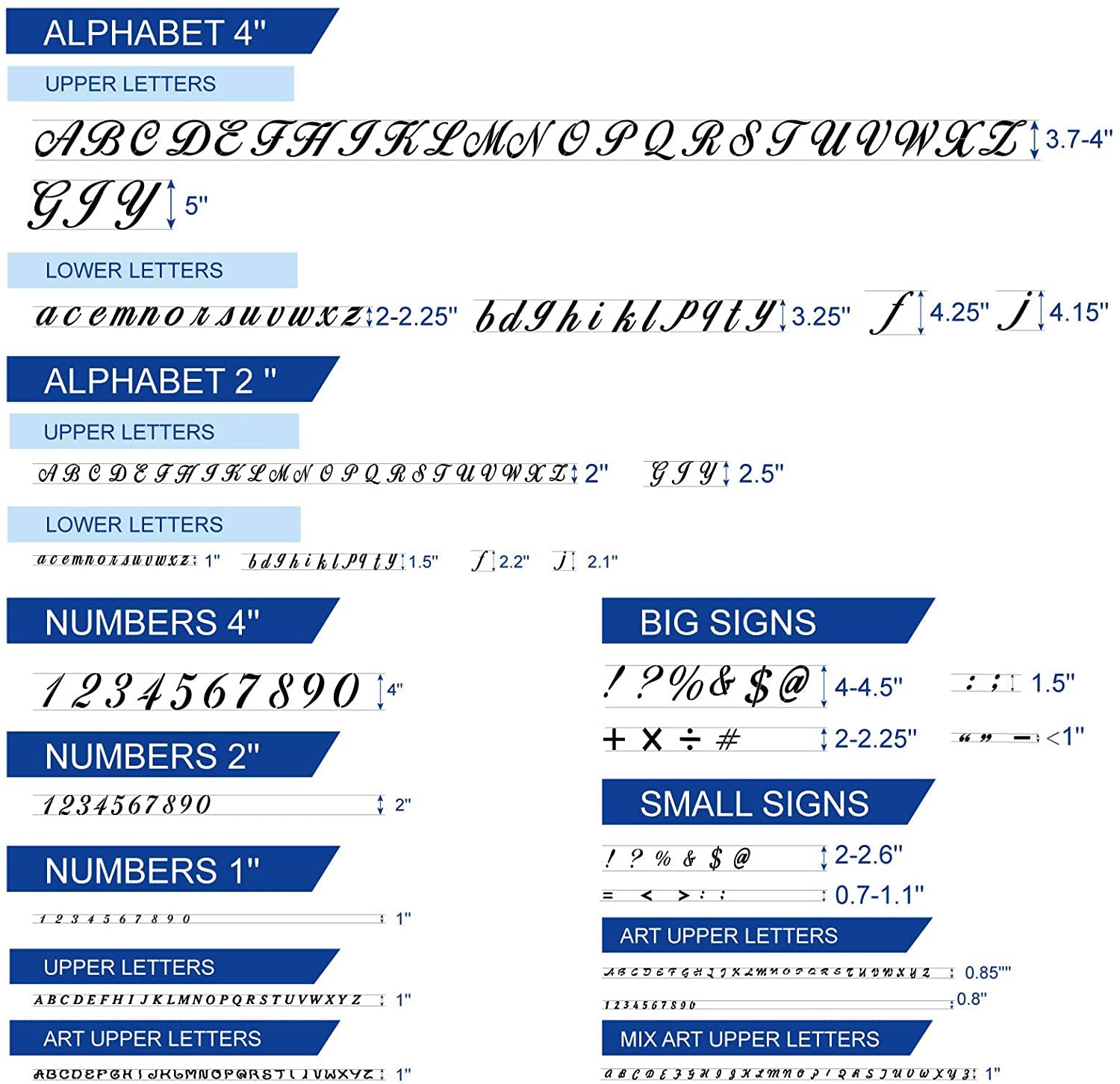 42 Pcs of Letter Stencils for Painting on Woodwith calligraphic Font