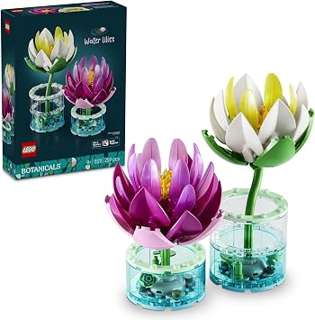 LEGO Botanicals Nilüferler 11511-9 Yaş ve Üzeri Çocuklar için Beyaz ve Pembe Olmak Üzere 2 Nilüfer İçeren Yaratıcı Dekoratif Oyuncak Yapım Seti, Doğum Günü Hediyesi Fikri (259 Parça)