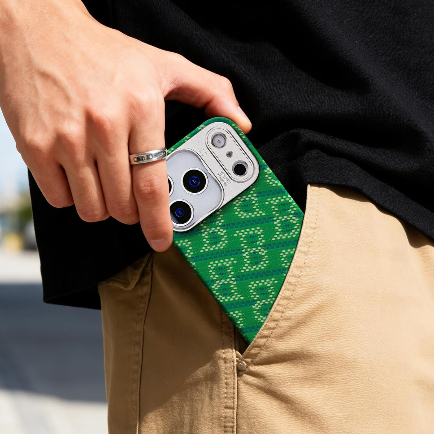 Aramid Fiber Case for iPhone 17 Pro Max 6.9 Inch, Compatible with MagSafe, Thin & Light Case, Floating Weave (Emerald Veined)