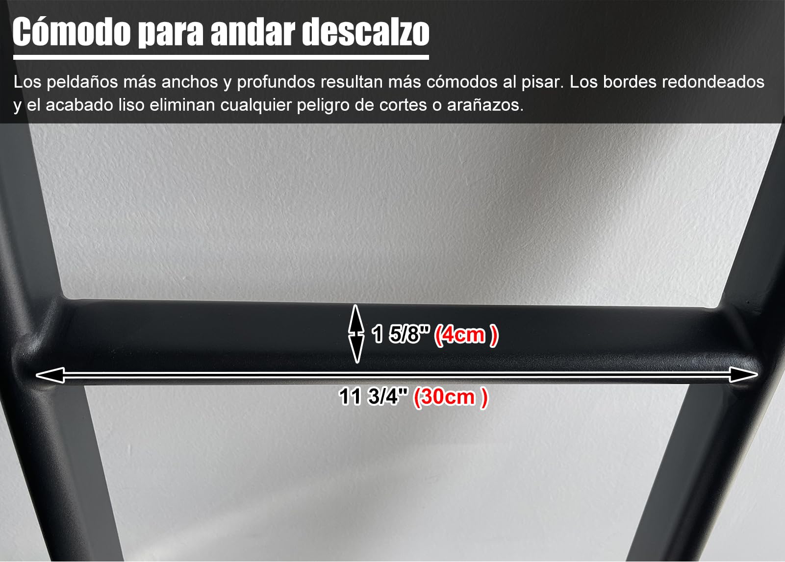 Escalera Resistente para Litera de Caravana 127/140/152/168 cm, con 4 Ganchos y Tapas Antideslizantes, Estructura Metálica para Cama Individual en Hogar o Dormitorio (140 cm, Negro)