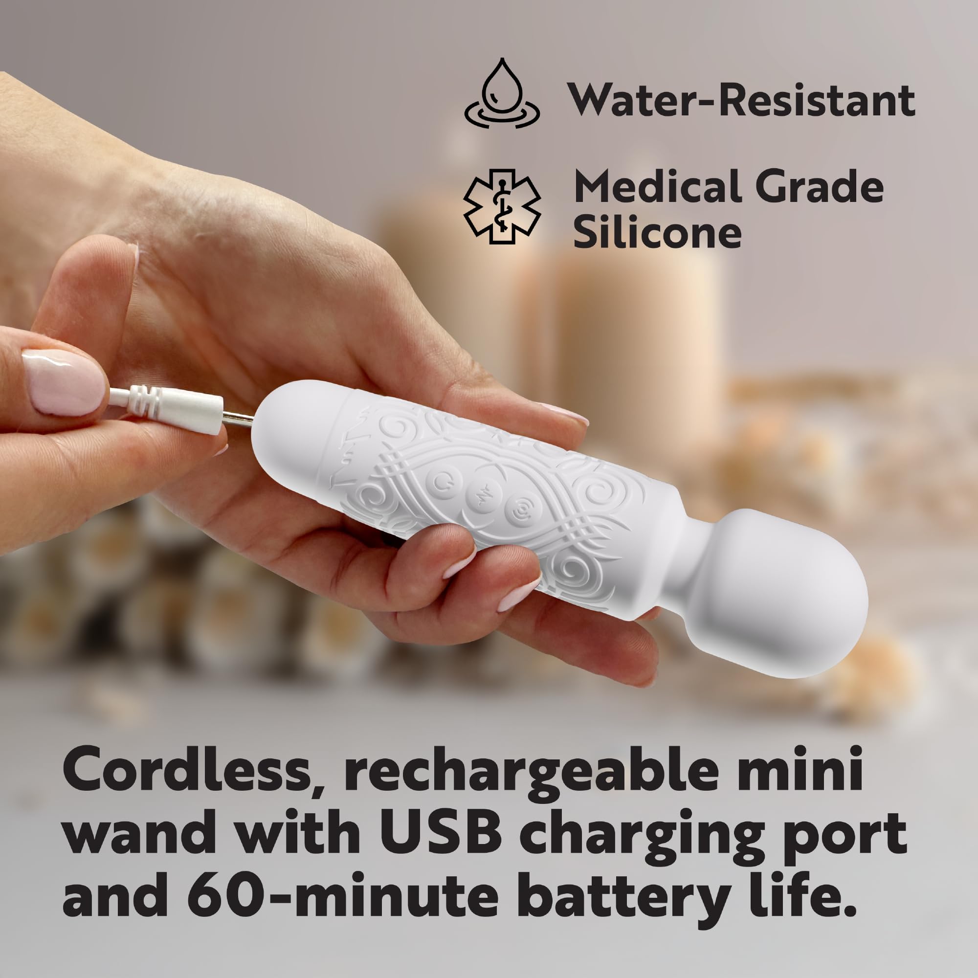 LuLu Wand Massager Vibrator for Women - Powerful Multi-Speed Waterproof Vibrating Wand with Smoky Quartz Yoni Egg - Silent Rechargeable Sex Toy for Clitoral Stimulation