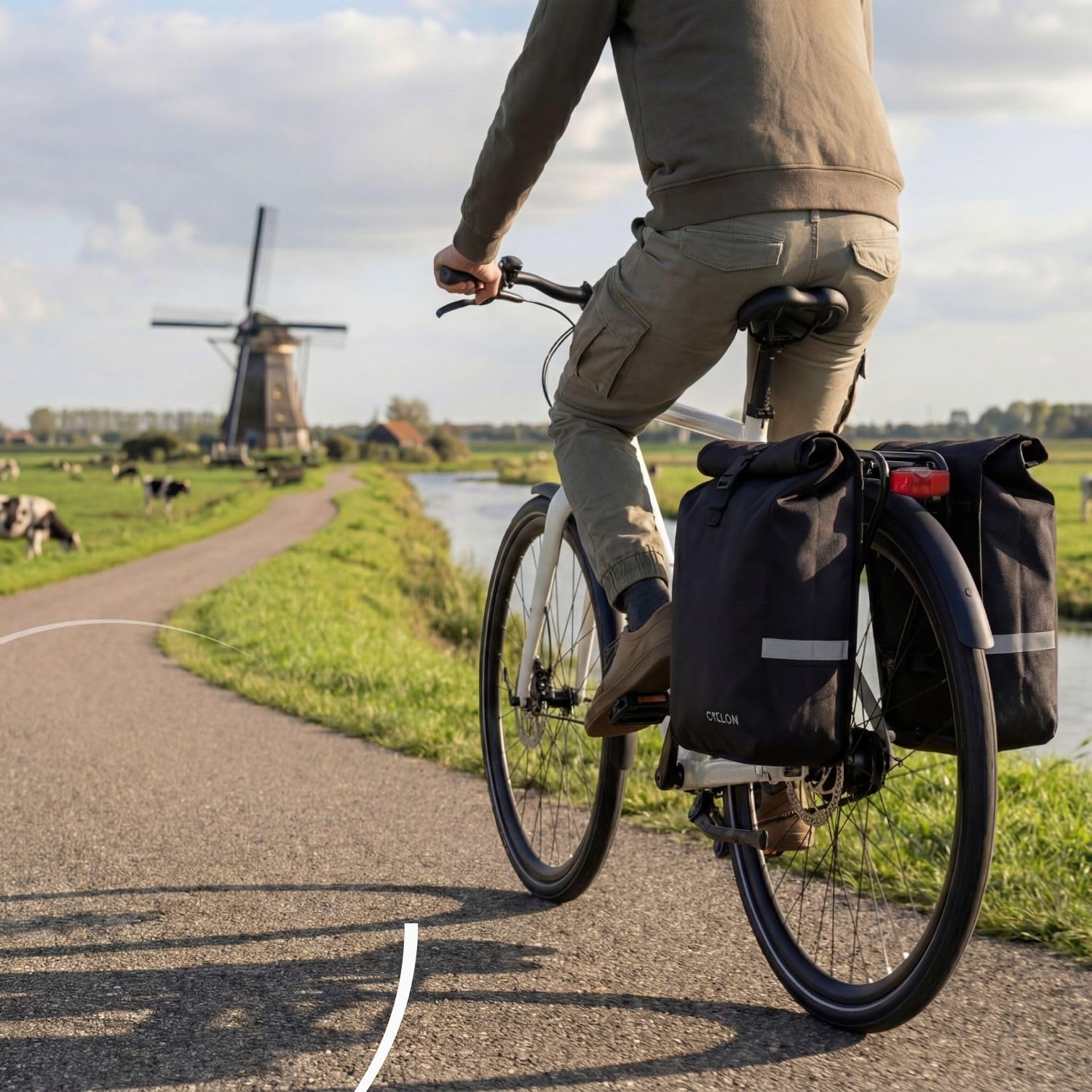 Glide Double Sacoche Vélo 48L - Noir | Porte-bagage arrière étanche | Imperméable rolltop pour vélo électrique
