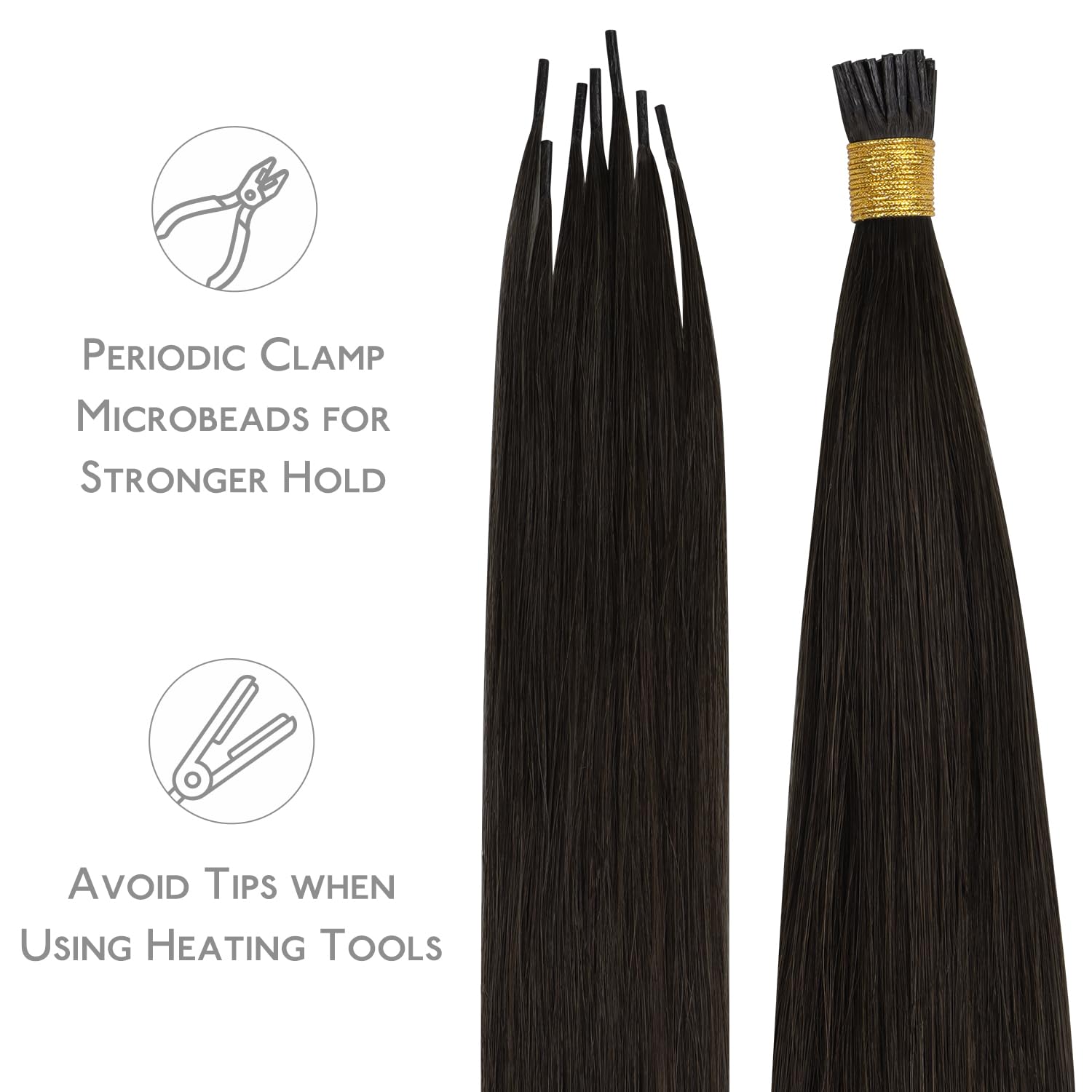 WENNALIFE - Extension di capelli veri, 50 g, 50 s, 55 cm, capelli castano scuro, lisci, per extension professionali