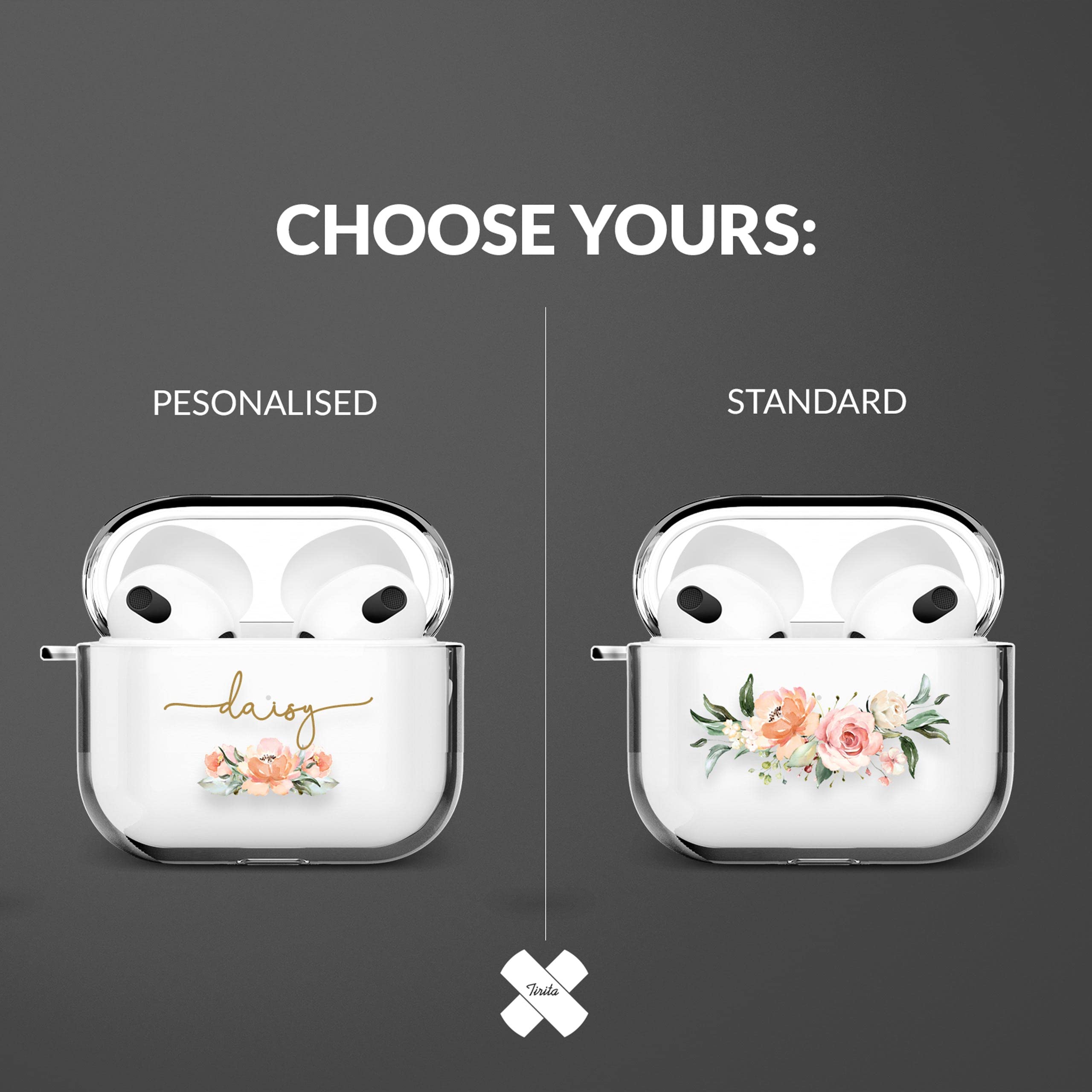Tirita Personalised Custom Case Compatible with Apple AirPods 4th gen, Support Wireless Charging, with Carabiner, Front LED Visible [14- Golden Bee] — view 8