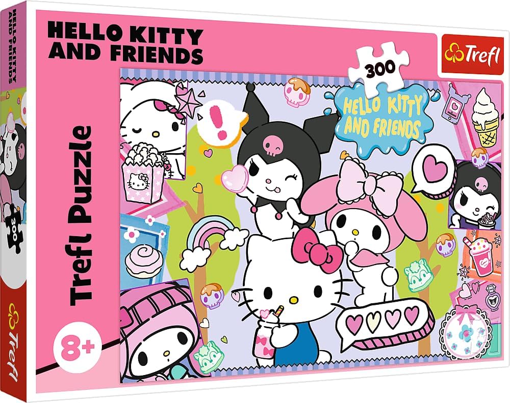 Trefl - Hello Kitty, Crazy Trio - 300-piece puzzle - Colourful puzzle with fairy tale characters, creative entertainment, fun for children from 8 years