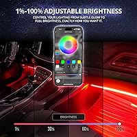 Vista 5 de OPT7 Aura Pro 4 piezas Tiras de luz LED dobles para interior de auto con APP y control remoto, modo multicolor, kit de iluminación de acento de neón