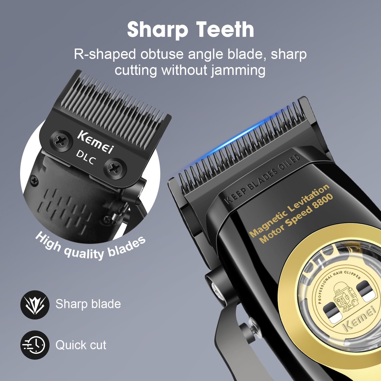KEMEI Professional Hair Clippers for Men, Clippers for Hair Cutting, Barber Clippers, Cordless Rechargeable Hair Clipper, Haircut Clippers, Hair Cutting Tools, LED Display, Gifts for Men