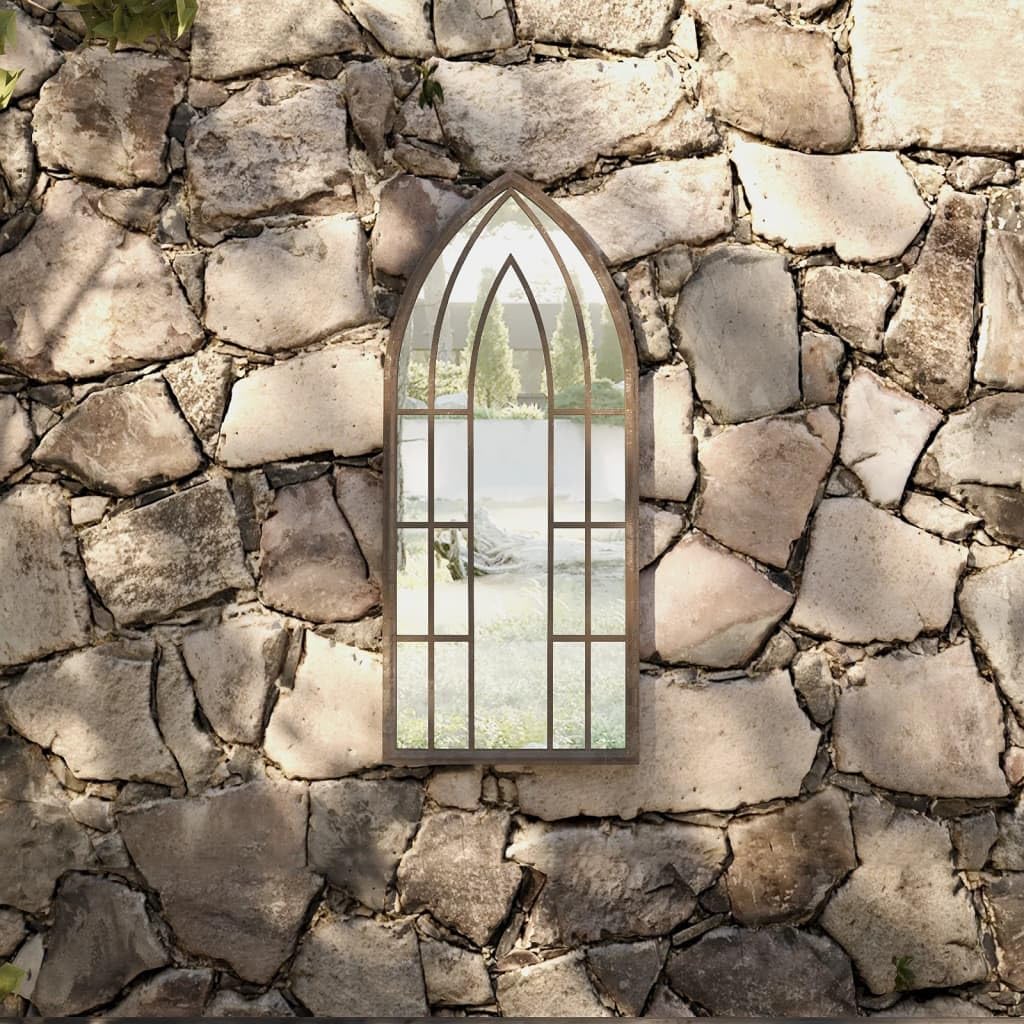 Miroir décoratif de jardin Sable 70 x 30 cm Miroir mural de jardin avec effet rouille en fer robuste Miroir de jardin décoratif pour extérieur pour grossissement optique