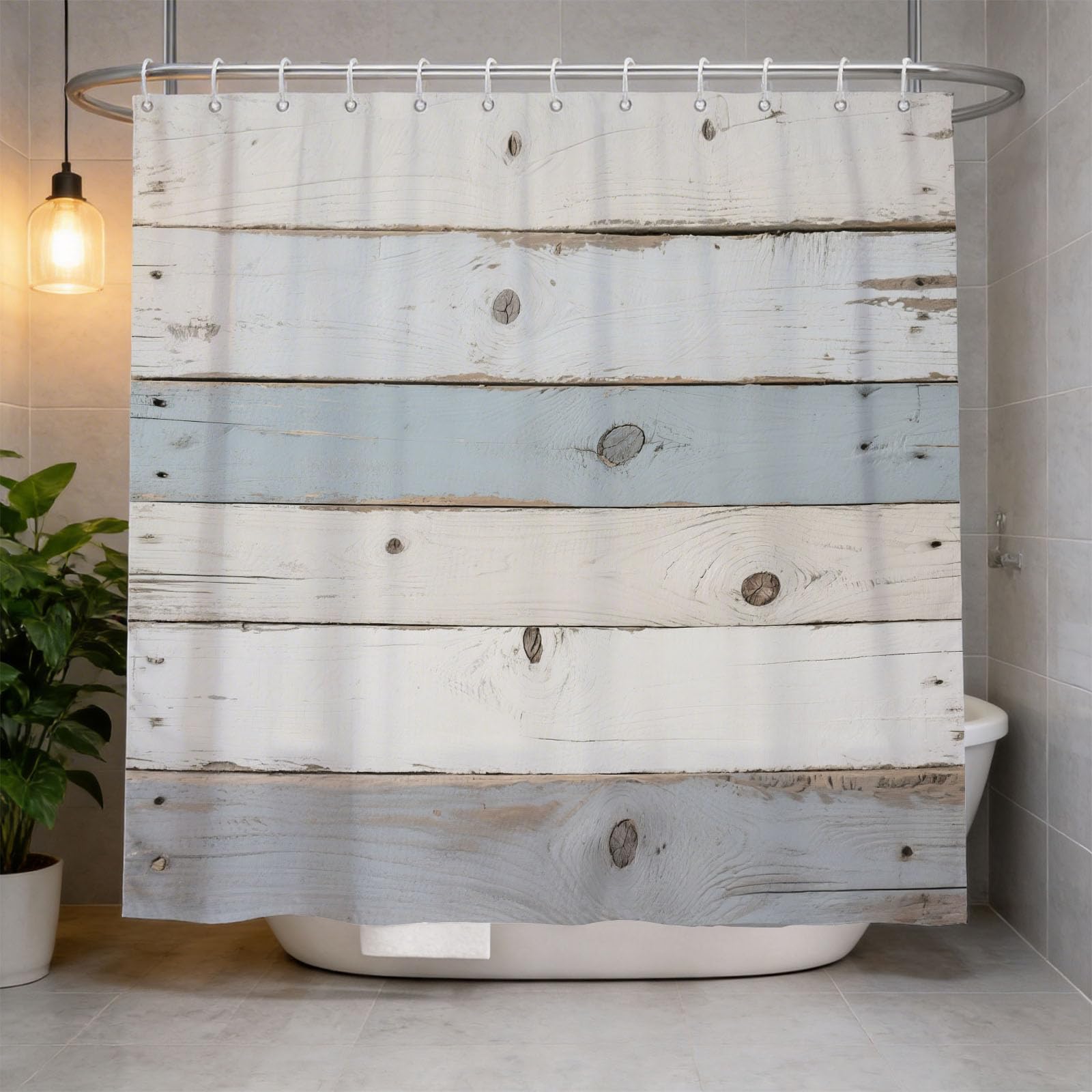 Hongduo 3D Wooden Plank Shower Curtain for Stalls Bathtubs Simple Themed Bathroom Decor Shower Curtain Set Polyester Fabric Waterproof 120x180cm/48X71 Inch with Hooks