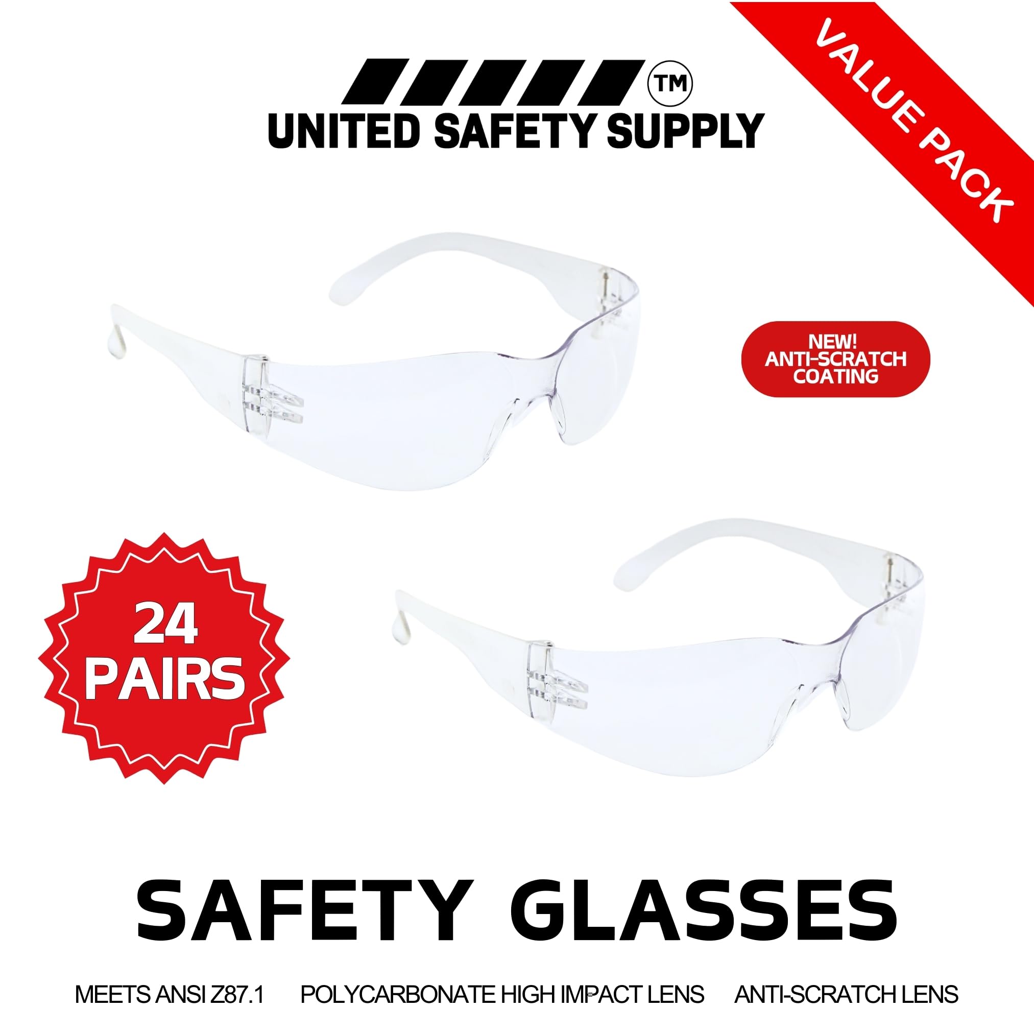 Bulk Safety Glasses - 24 Pack -5 Bulk Safety Glasses - 24 Pack -5