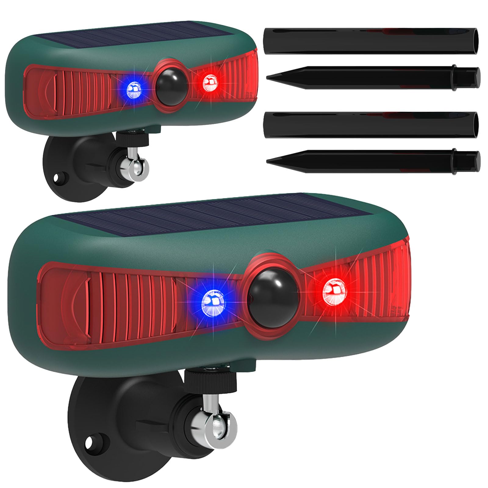 Alarma solar con sensor de movimiento para exteriores, 129 db, doble altavoz, fabricante de ruido fuerte, 13 sonidos duales, luz estroboscópica solar para el hogar y la granja