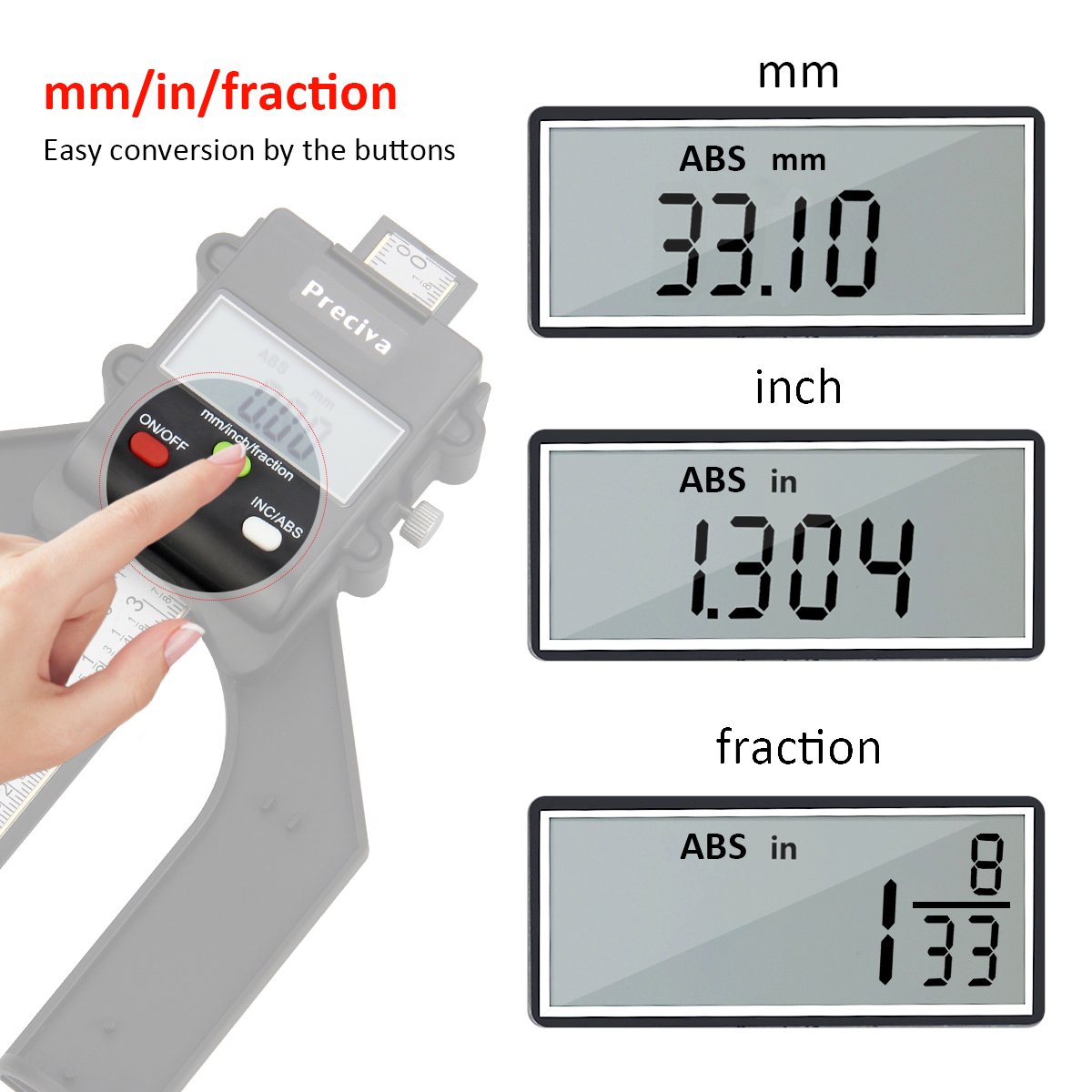 Preciva Digitaler Tiefenmesser, digitaler Höhenmesser, 80 mm/3,14 Zoll, LCD-Display, 0,10 mm/0,004 Zoll Genauigkeit, Tiefenhöhenmessung für Holzbearbeitung, Fräser, Tischkreissäge, Oberfräse