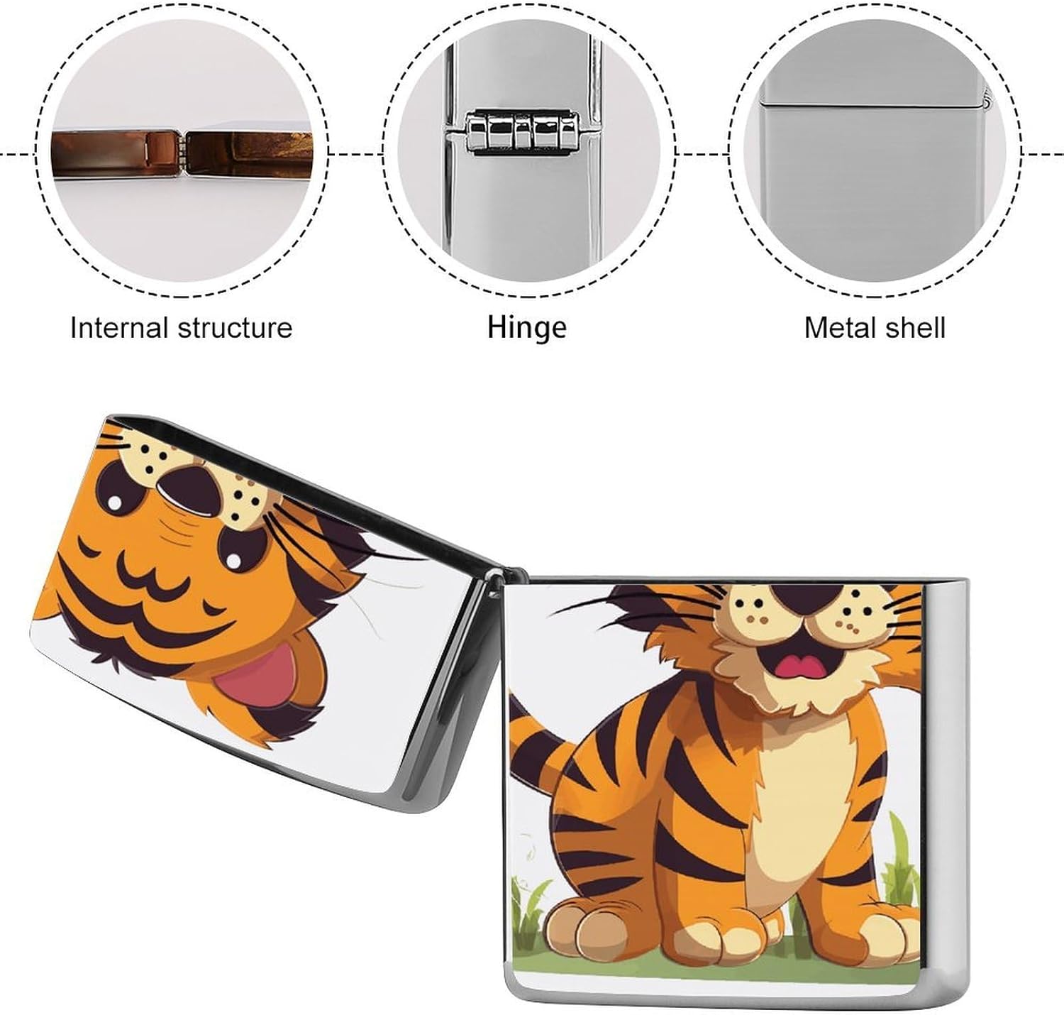 Spotted Tiger Lighter Case Portable Metal Lighter Cover image 5