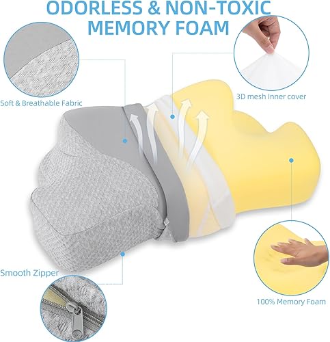 Miniatura 4 de Almohada cervical cervical para dolor de cuello y hombros, almohadas de espuma viscoelástica, almohada ortopédica ergonómica para dormir de lado,