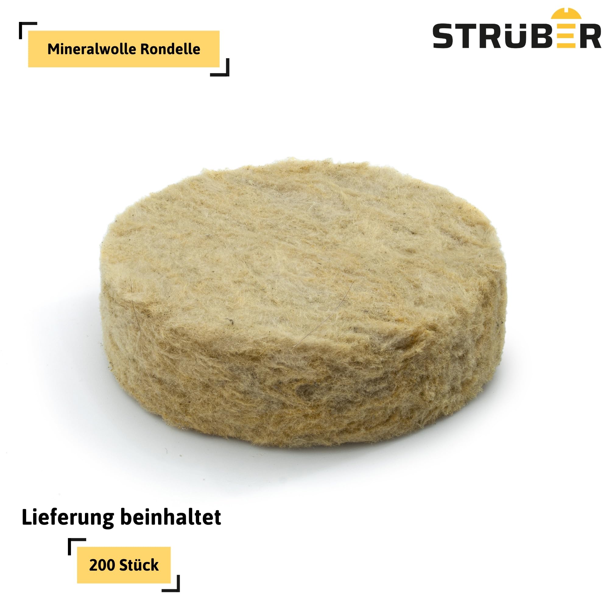 STRÜBER Mineralwolle Rondelle für WDVS (200 Stk.) / Fassadendämmung/Wärmedämmung/Mineralwolle Scheiben Abdeckkappen