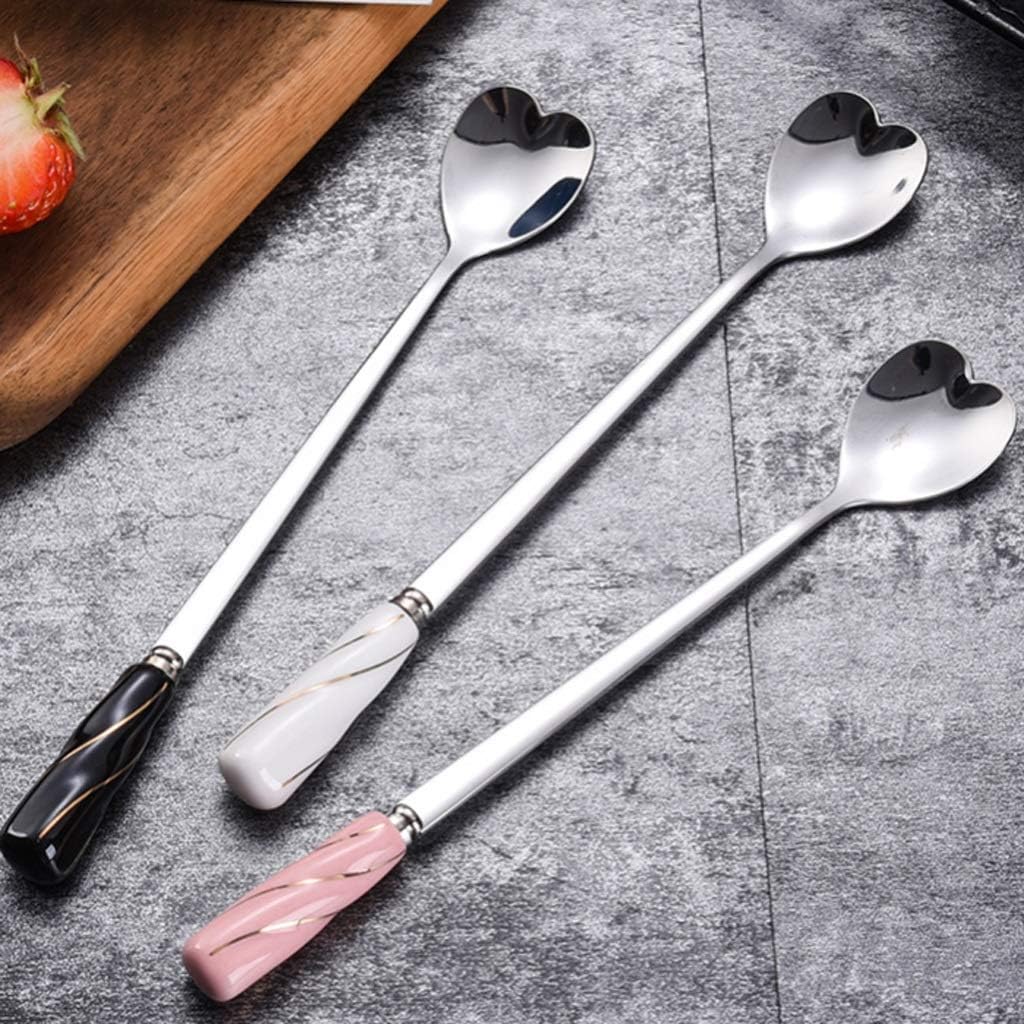 Fine Spoons Sakura Spoon Ceramic Handle Spoon Coffee Spoon Creative Stainless Steel Dessert Spoon Stirring Spoon Soup Spoons