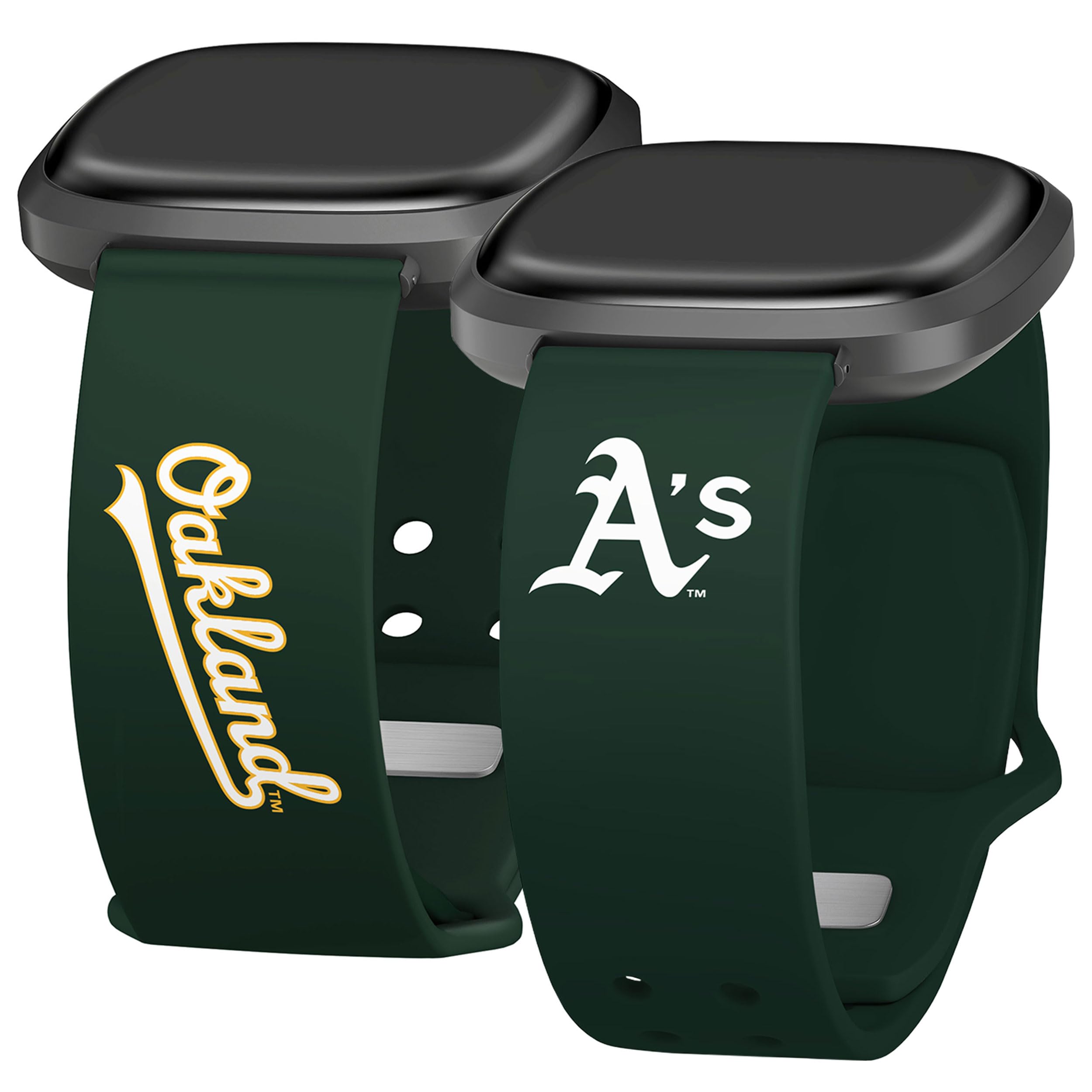 Game Time Oakland Athletics Iconic Edition HD Watch Band Compatible with Fitbit Versa 3 & Sense 1 (20mm Short)