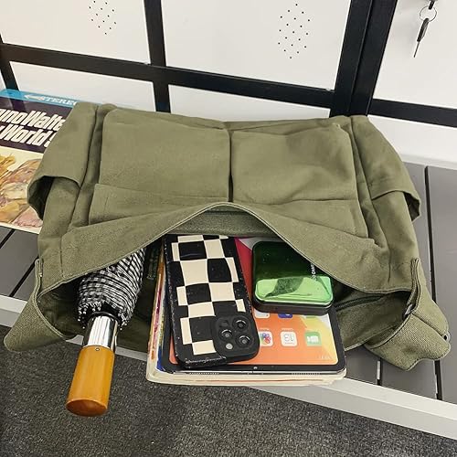 Miniatura 3 de Bolso bandolera de lona con broches y colgante, lindo, para mujeres y niñas, bolso de hombro casual, estético, para la escuela