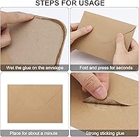 Vista 3 de Paquete de 100 sobres Kraft de 4 x 6, sobres A4 con solapa de contorno para invitaciones de compromiso, invitaciones de boda, anuncios, baby shower