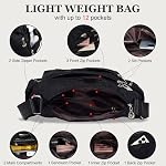 WITERY Sacs en Nylon Crossboby pour femmes - Sac à épaule à fermeture éclair multi-poches étanche, petite prise de voyage légère