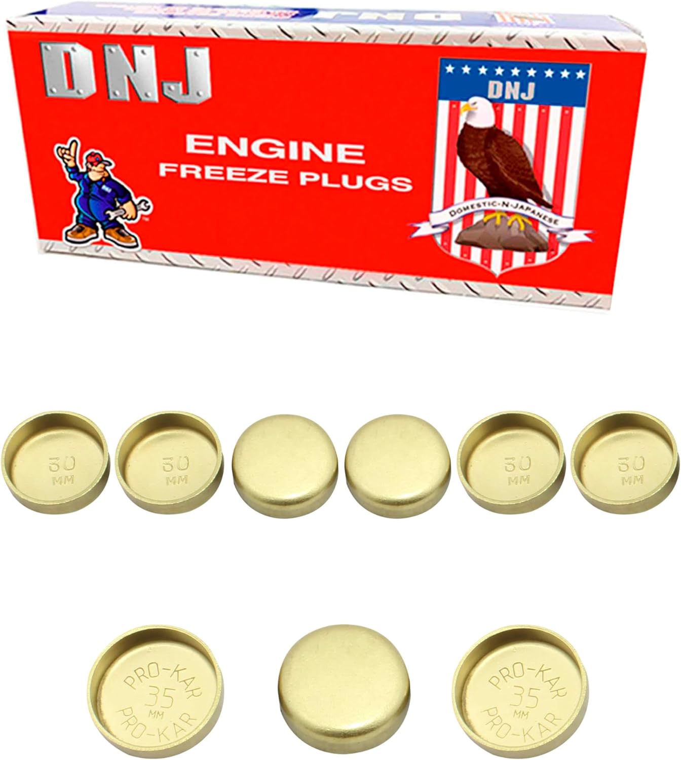 DNJ FPS400 Brass Freeze Plug Set for 1986-2005 Ford, Kia, Mazda, Mercury 323, Escort, Miata 1.5L-1.8L L4 16V DOHC 1594cc