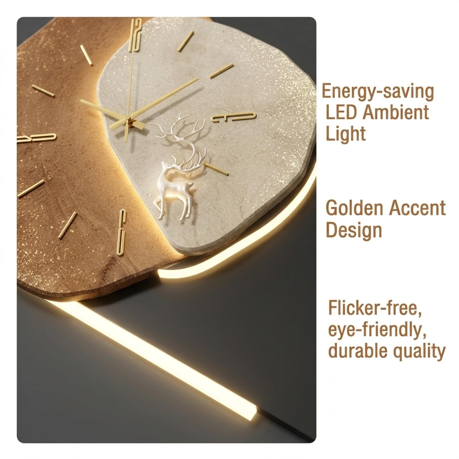Orologio parete LED con design 3D, Moon Clock decorativo per decorazione | Design unico luna 3D, movimento al quarzo silenzioso, illuminazione LED ambientale(C,23.6IN*23.6IN_PLUG-IN MODEL)