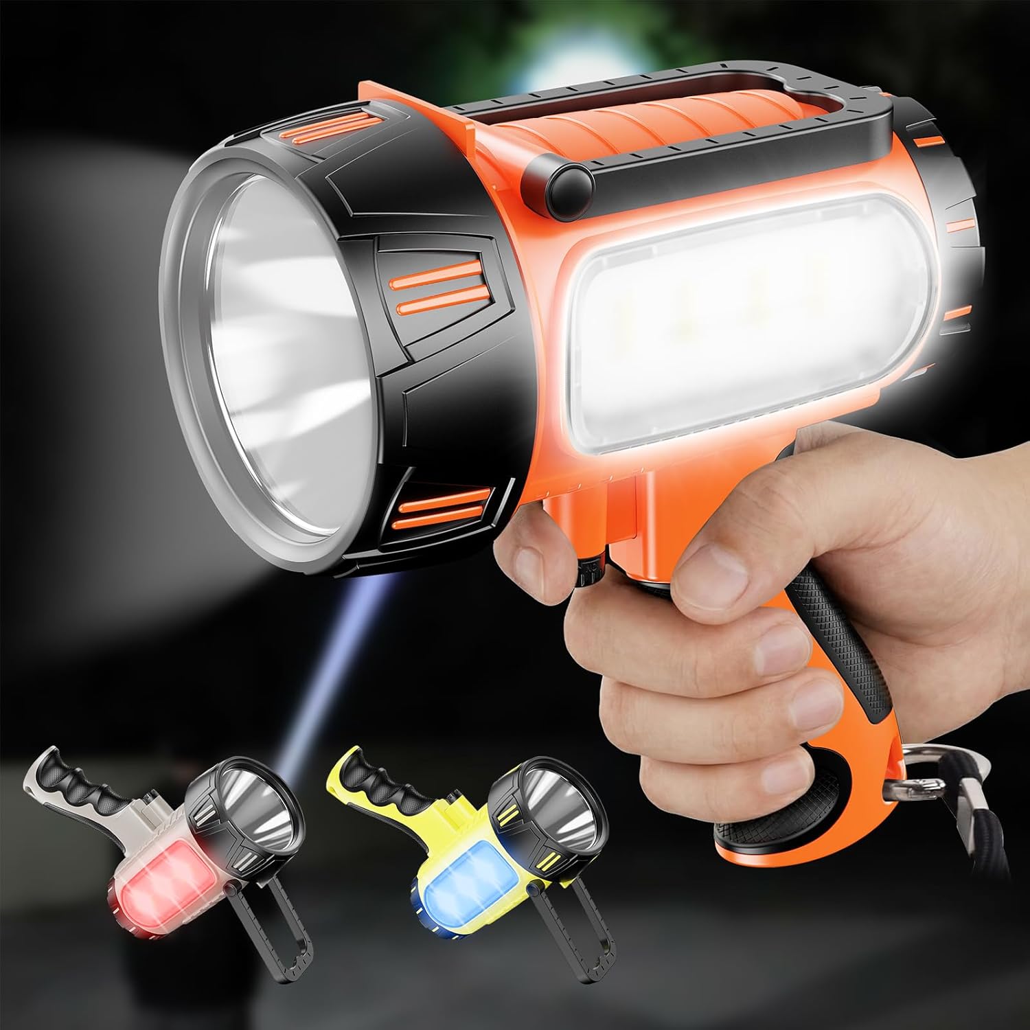 Rechargeable Floodlight, Super Bright 100000 Lumens LED Flashlight Rechargeable, Handheld Long Lasting Flood Side Light, Large Rechargeable Flashlight for Camping, Hunting and Emergencies
