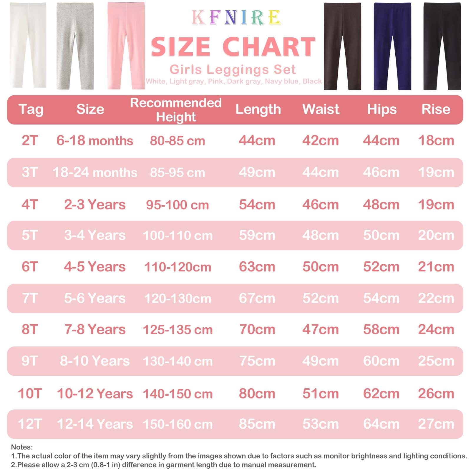 Legging Fille Lot de 3 Longs en Coton Leggings Fille Taille Élastique Couleur Unie de 6 Mois à 6 Ans