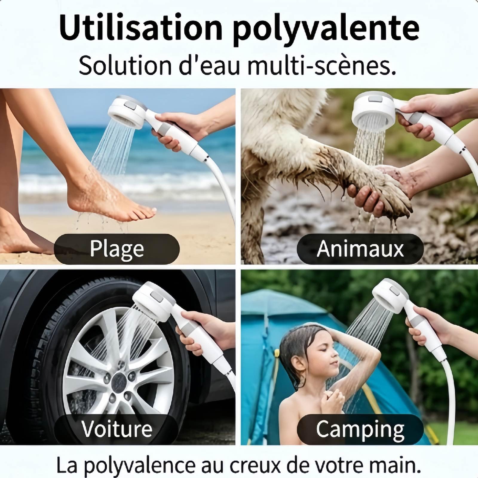 Cozidia Douche De Camping Mobile Avec Pompe à Eau Rechargeable, Pommeau De Douche Portable LéGer Pour Camping, RandonnéE, Plage, Entretien Jardin Et Lavage Voiture (1PC)