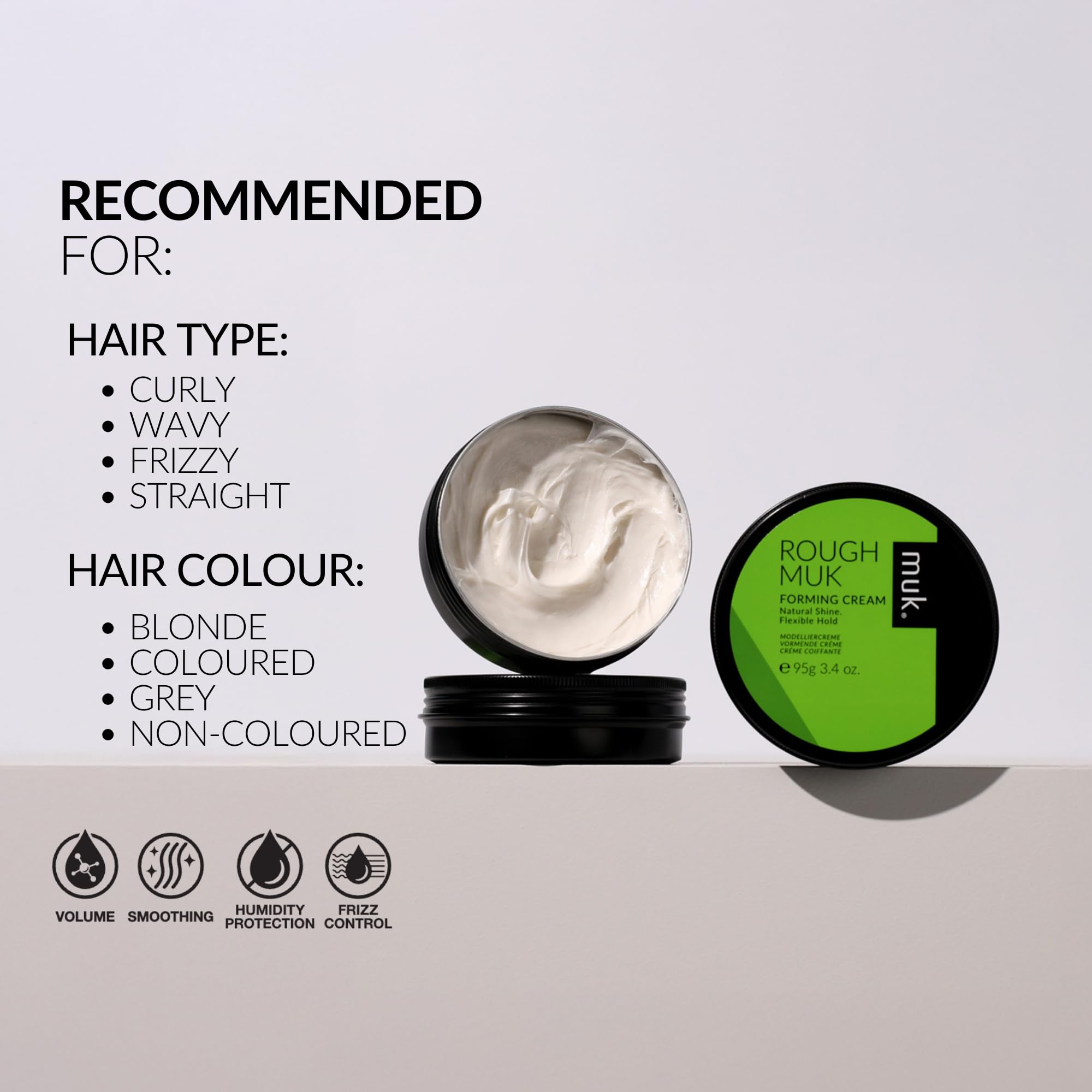 MUK Haircare Rough Flexible Hold Forming Cream Natural Sheen, 3.4 oz