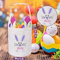 Vista 3 de Cesta de Pascua personalizada para niños, canasta de Pascua de Touber para niños, cesta de conejo de Pascua, regalos de canasta de Pascua