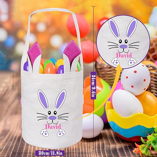 Miniatura 3 de Touber - Cesta de Pascua personalizada para niños, paquete de 4 bolsas de cesta de Pascua para niños, cesta de conejo de Pascua, regalos