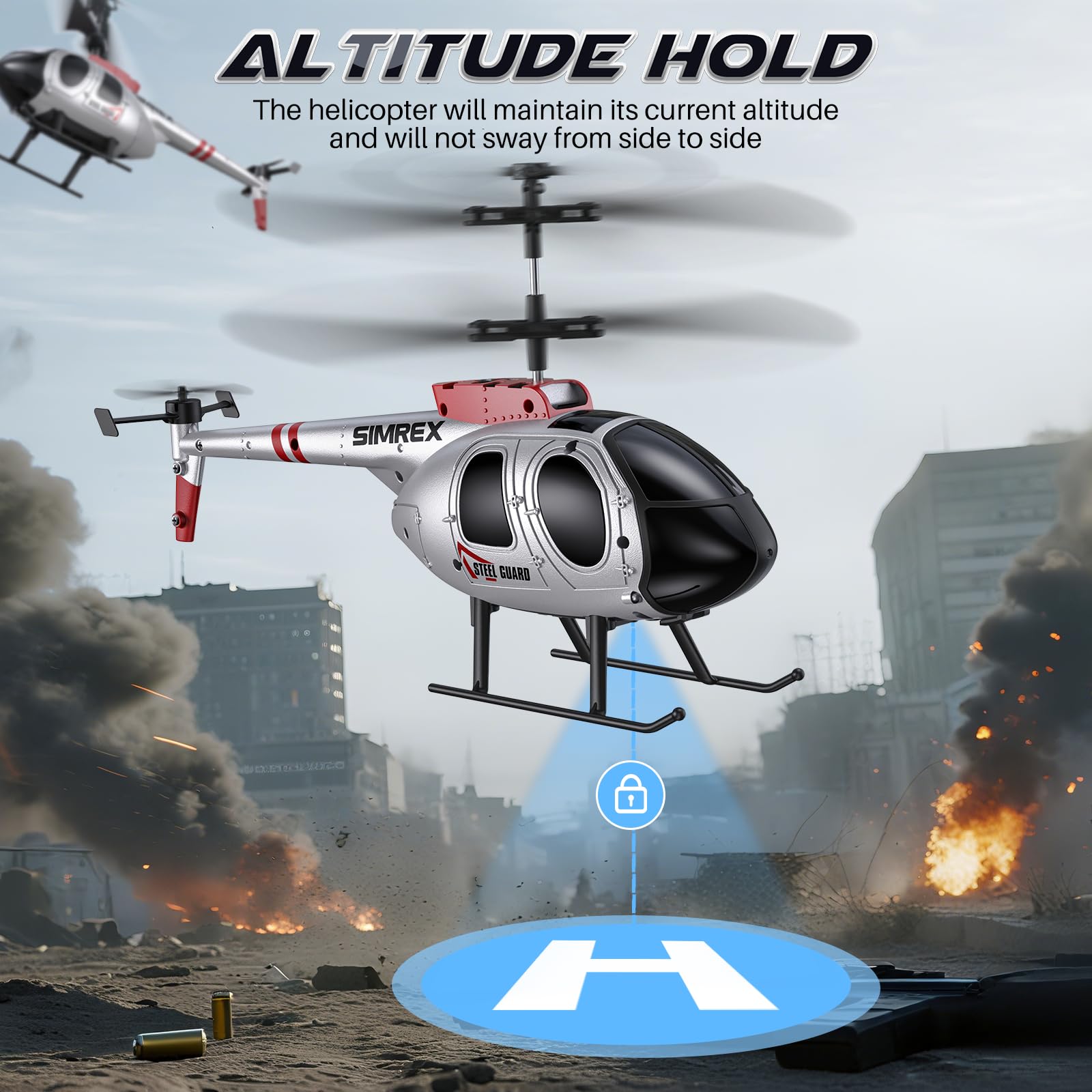 SIMREX Remote Control Helicopter for Kids 2 Speed Mode With 20Mins Flight, Helicopter Toy Drone, Altitude Hold - Image 3